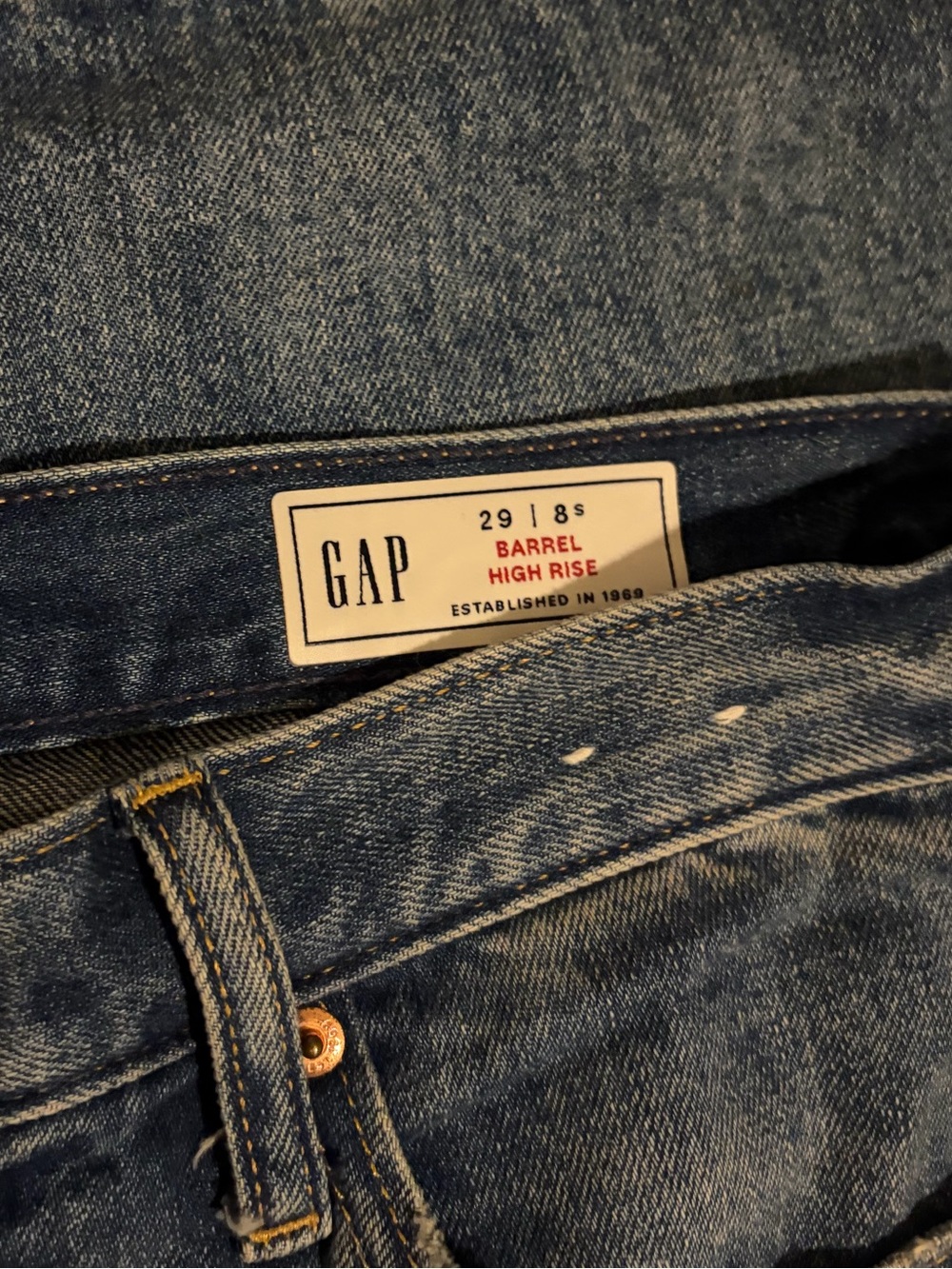 Gap High Rise Barrel Jeans, Size 29 short - Picture 5 of 9